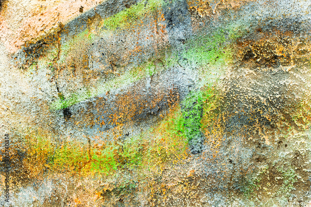 Abstract creative background of chaotic strokes of old cracked paint on concrete wall. Old surface with traces of paint, weathered, scratches and cracks for design Abstract creative background of chaotic strokes of old cracked paint on concrete wall. Old surface with traces of paint, weathered, scratches and cracks for design