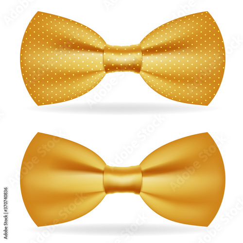 Golden bow tie gentleman isolated gold 3d icon design vector illustration