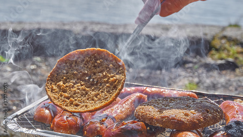 Grill, barbecue.. Lake. Karlskoga. Sweden.  photo