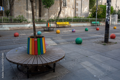 Empty street views from Bahariye Street in Kadikoy during coronavirus outbreak, Istanbul, Turkey photo