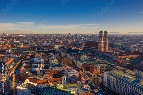 Amazing Aerial Panorama of the Bavarian Town Munich, Germany photo