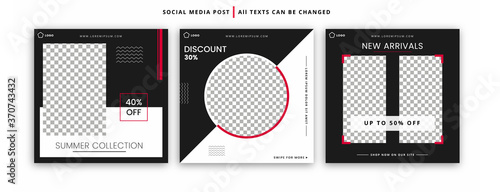 Set Of Fashion Instagram Post Template. Suitable for introducing new products or discounted products. Using these designs, you can be different and attract more views to your page.