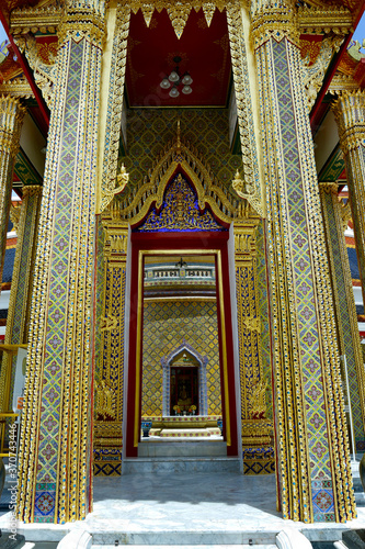 view of the buddhist temple rachabopit in the city of bangkok -thailand 
