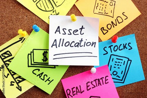 Billede på lærred Asset allocation concept. The page is pinned to the board.