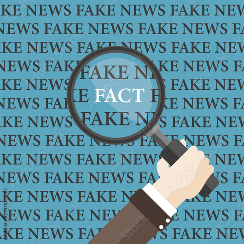 Flat Hand Loupe Fake News Fact