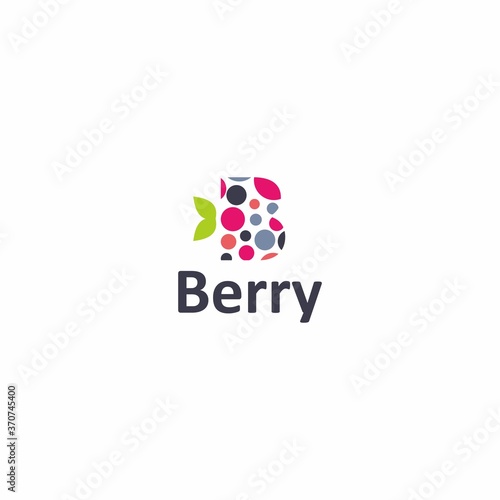 Berry logo letter B with leaf, icon vector