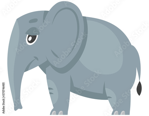 Standing baby elephant side view. African animal in cartoon style.