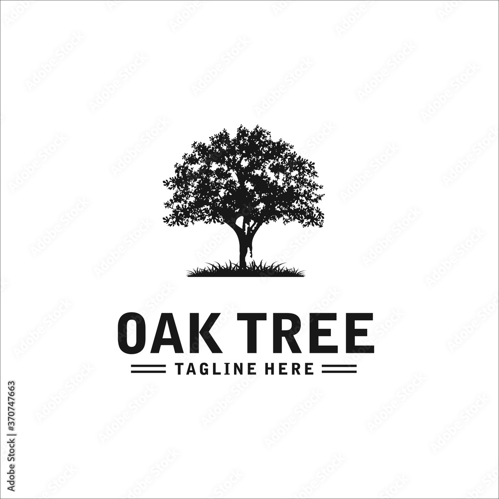 Obraz premium oak tree logo design template silhouette vector
