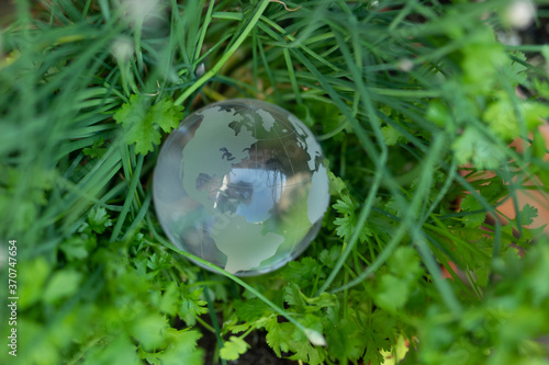 earth green concept glass sphere.