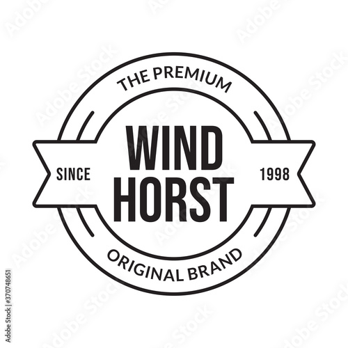 Vintage badge, label or logo. Outline stamp design. Premium product, original brand circle emblem for business and fashion typography. Vector illustration.