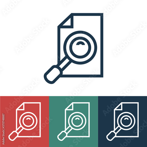 Linear vector icon with document and magnifier