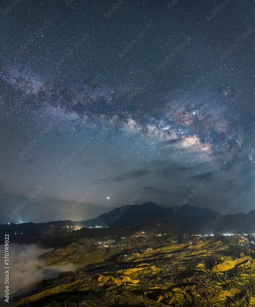 Milky Way of Yuanyang rice terrace, Yunnan, China