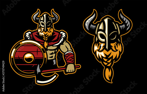 warrior of viking mascot posing
