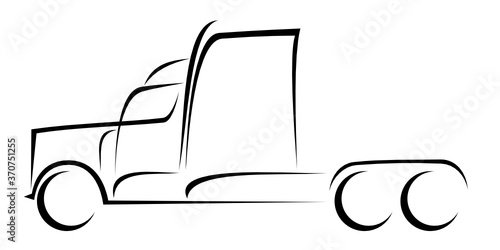Dynamic vector illustration of an American truck without a trailer as a logo for a delivery company