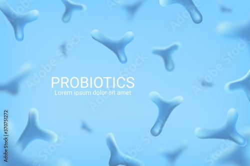 Probiotic bacteria lactobacillus or prebiotic gut background, vector health acidophilus bacterium. Probiotics bifidobacterium, and digestive nutrition supplement, healthy food and bio yogurt
