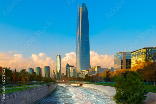 Cityscape of modern buildings in Santiago de Chile photo