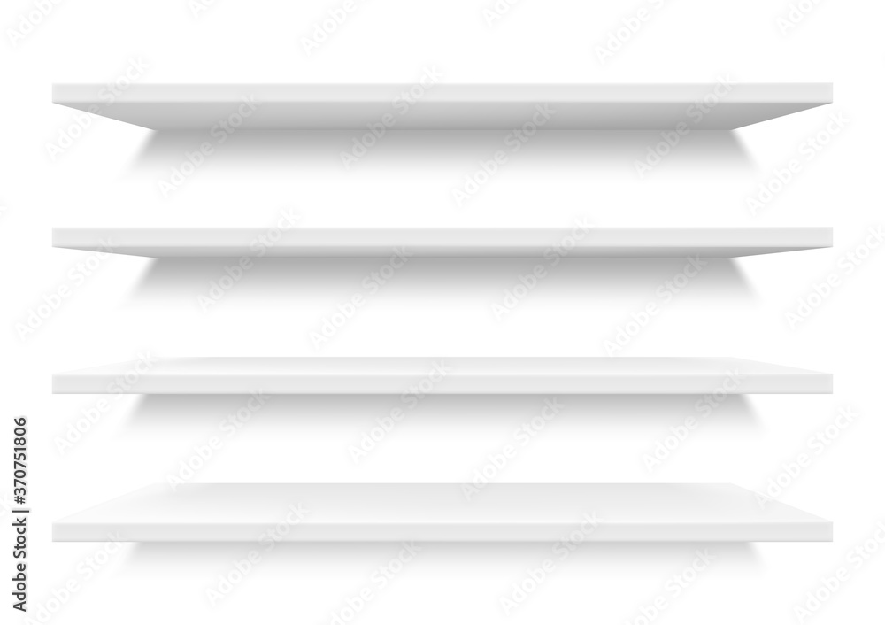 Shelves In Supermarket Store Empty Retail Showcase Display Vector 3D