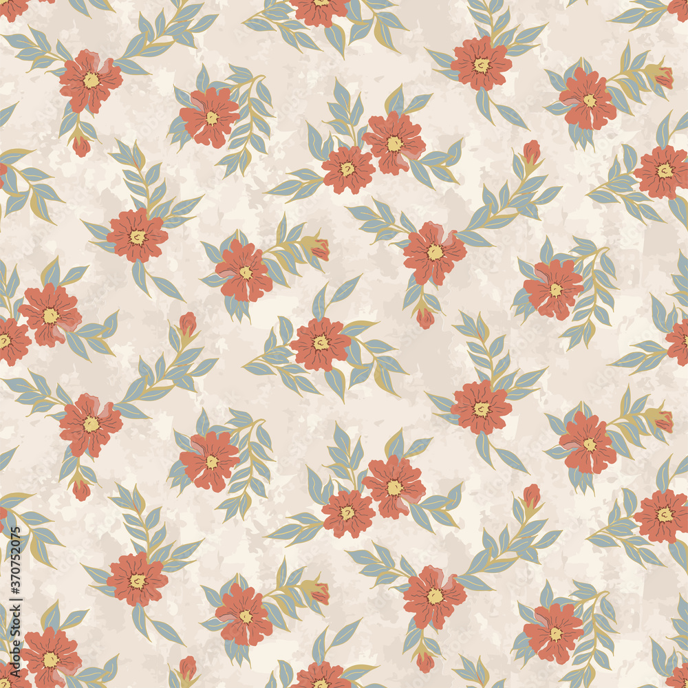 Drifting floral vintage seamless vector pattern. Great for home decor, fabric, wallpaper, gift-wrap, stationery and packaging design projects.
