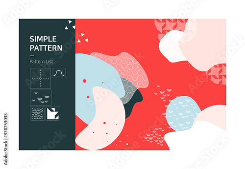 Patterns printed on abstract fabric.
