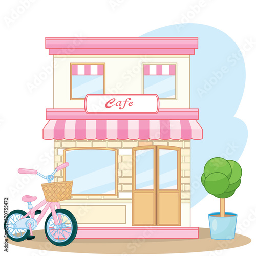 Coffee house. Facade of a coffee shop store or cafe