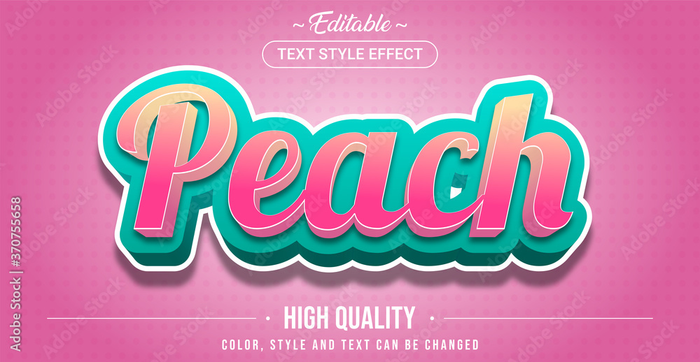 Editable text style effect - Peach theme style.