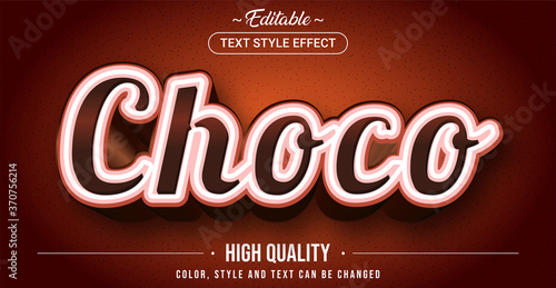 Editable text style effect - Chocolate theme style.