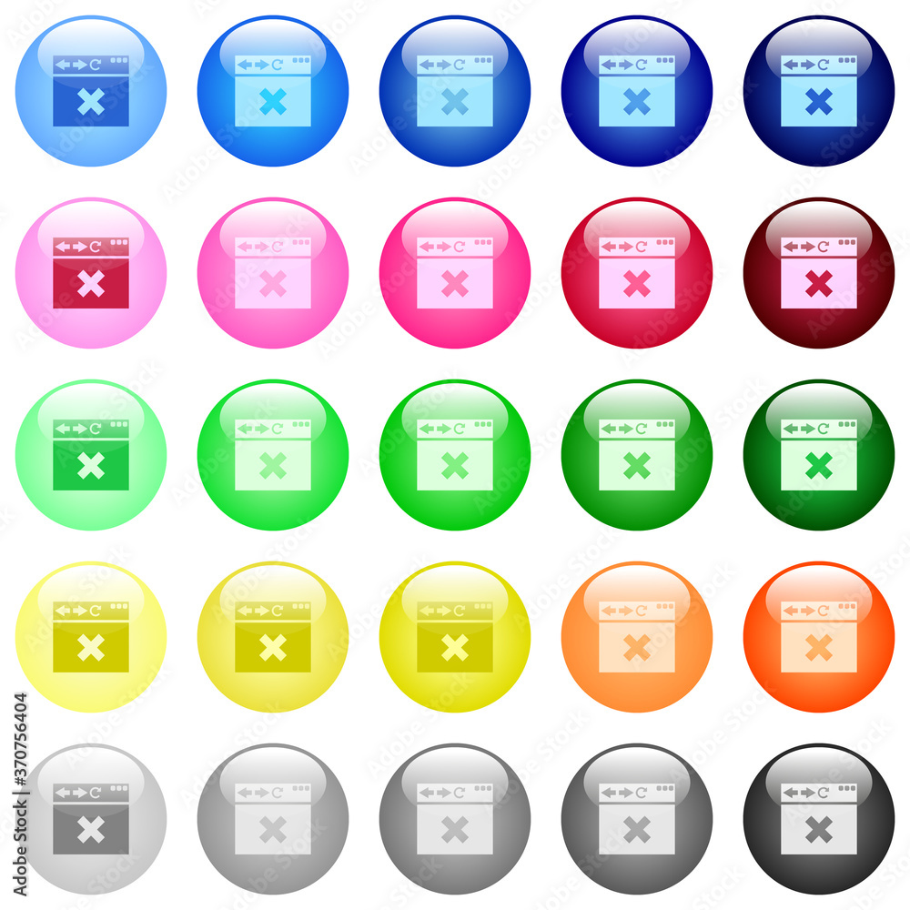 Browser cancel icons in color glossy buttons
