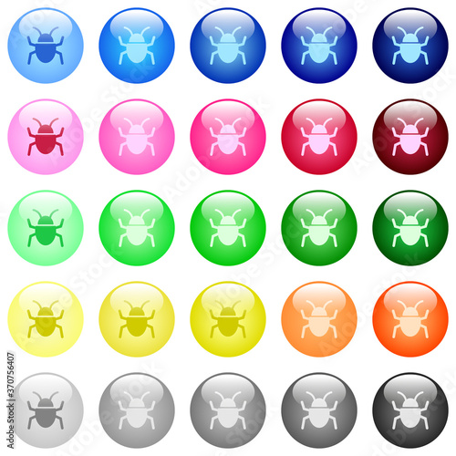 Bug icons in color glossy buttons