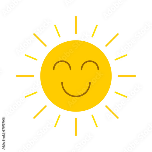 Fototapeta Naklejka Na Ścianę i Meble -  Abstract yellow smiling sun icon isolated on a white background. EPS10 vector file