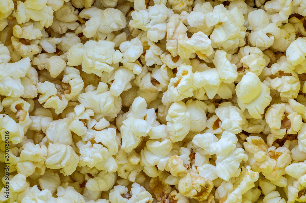 Scattered sweet popcorn, texture background