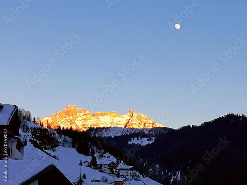 Italy, Trentino, Dolomites, view of the mountains at sunset photo