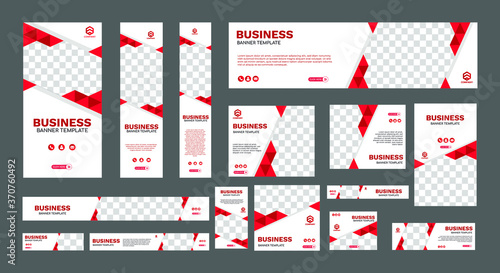 set of creative web banners of standard size with a place for photos. Business ad banner. Vertical, horizontal and square template. vector illustration EPS 10