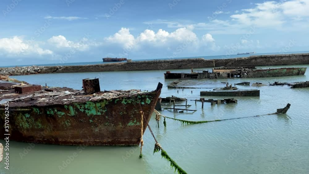 Abandoned Rusty Fishing. Shipwreck Graveyard with Several Abandoned Rusty Fishing Trawlers. Abandoned Rusty Fishing. Shipwreck Graveyard with Several Abandoned Rusty Fishing Trawlers.