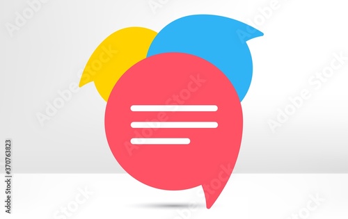 Speech bubble icon. Chat message sign. Talk, speak symbol. Communication balloon template. Support or contact icon. Talking, thinking chat bubble. Thought sign. Colorful dialog elements. Vector