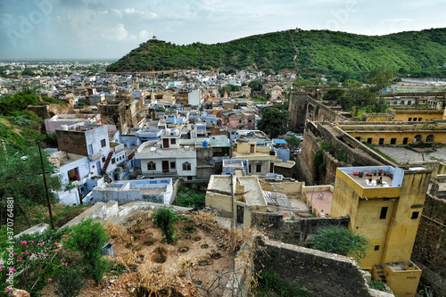 Views of the Garh Palace and the old town of Bundi. Rajasthan, India. photo