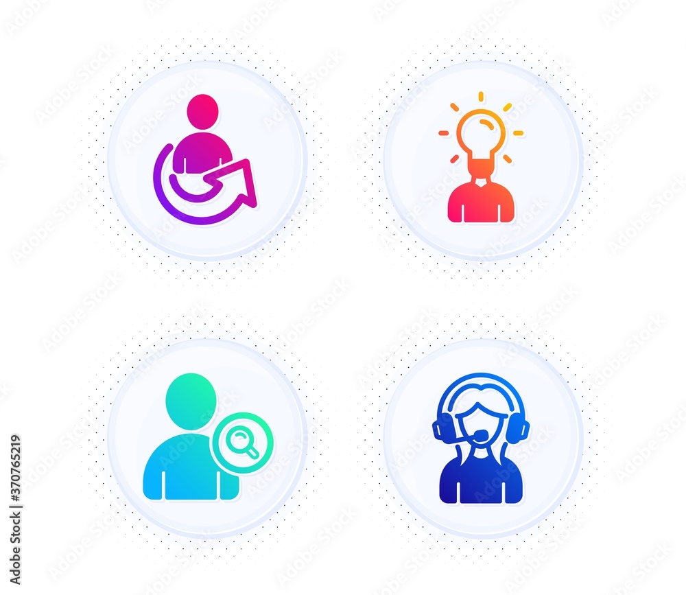 Find user, Share and Education icons simple set. Button with halftone dots. Support sign. Search person, Referral person, Human idea. Call center. People set. Gradient flat find user icon. Vector Find user, Share and Education icons simple set. Button with halftone dots. Support sign. Search person, Referral person, Human idea. Call center. People set. Gradient flat find user icon. Vector