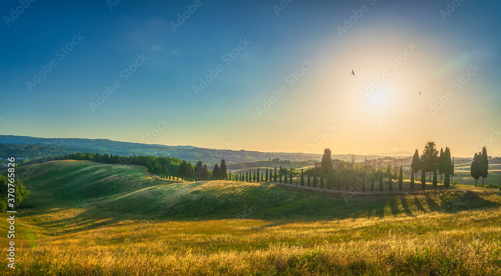 Certaldo canonica park at sunset. Florence, Tuscany, Italy