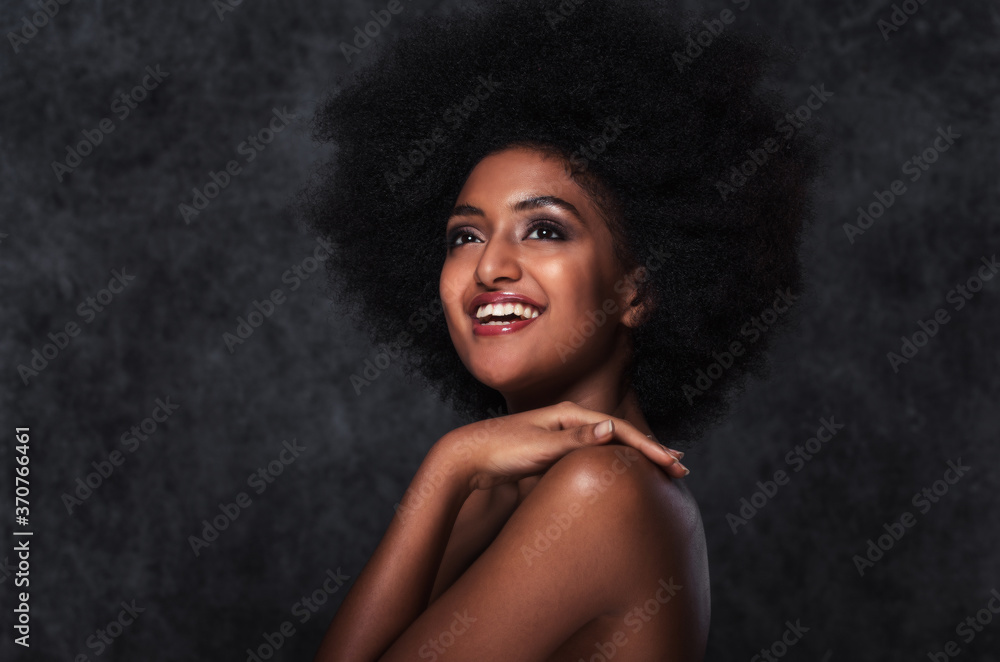 Beautiful black woman, beauty studio set