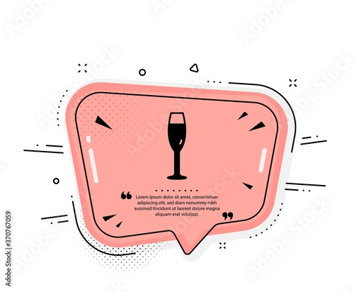 Champagne glass icon. Quote speech bubble. Wine glass sign. Quotation marks. Classic champagne glass icon. Vector