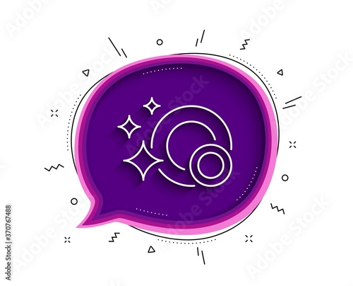 Cleaning dishes line icon. Chat bubble with shadow. Dishwasher sign. Clean tableware sign. Thin line clean dishes icon. Vector