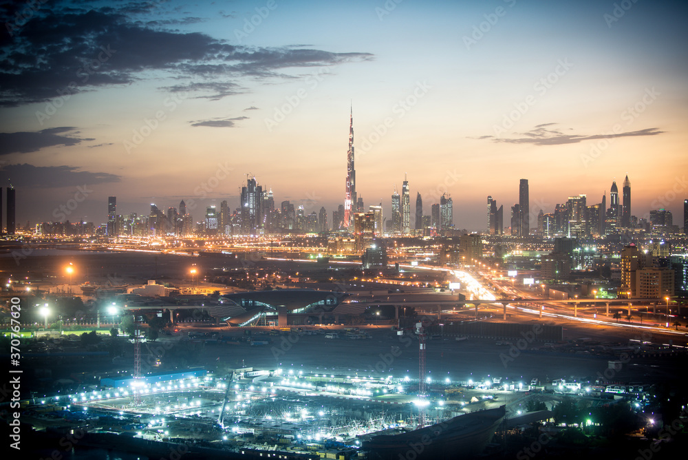 Dubai aerial skyline view