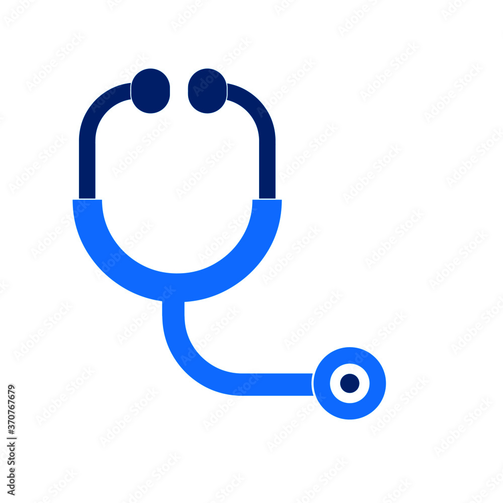 vector illustration of a blue and white icon on white background stethoscope logo design. vector illustration of a blue and white icon on white background stethoscope logo design.