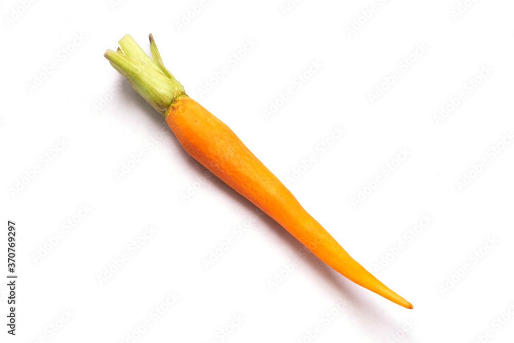 Fototapeta premium Fresh baby carrot orange vegetable isolated on white background. selective focus, soft focus.