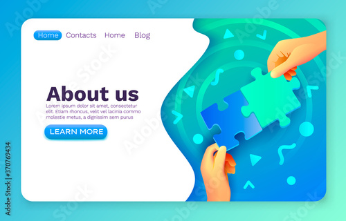 Puzzle connection group, people work concept team, office teamwork game, Vector
