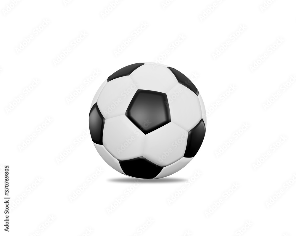 Realistic soccer ball black white football ball with shadow isolated on a white background. 3d illustration graphic render the design for a soccer game winner championship