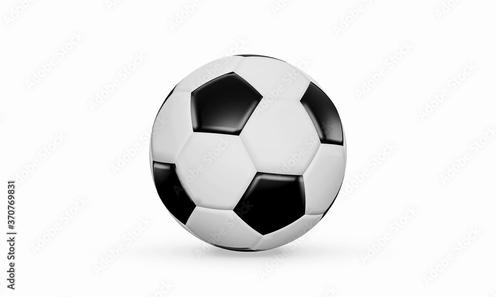 Fototapeta premium Realistic soccer ball black white football ball with shadow isolated on a white background. 3d illustration graphic render the design for a soccer game winner championship