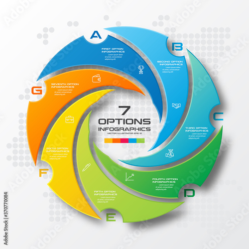 Business infographics template 7 steps ,Vector illustration.