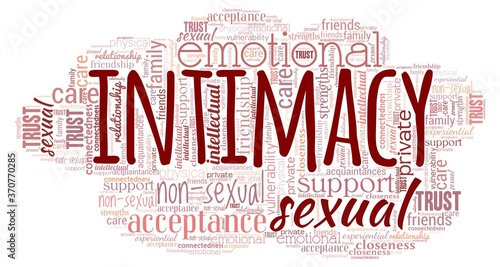 Intimacy word cloud isolated on a white background.