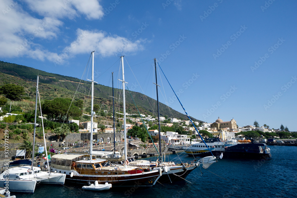 Italy Sicily Aeolian Island of Salina, seen from the harbour