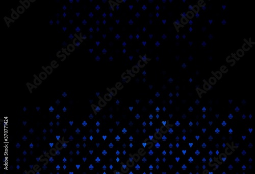 Dark BLUE vector background with cards signs.
